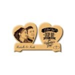 Double Heart Engraving Wooden Frame